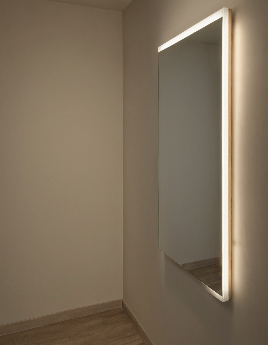 Separate vertical fixtures usually produce fewer facial shadows at floor mirrors editorial visual