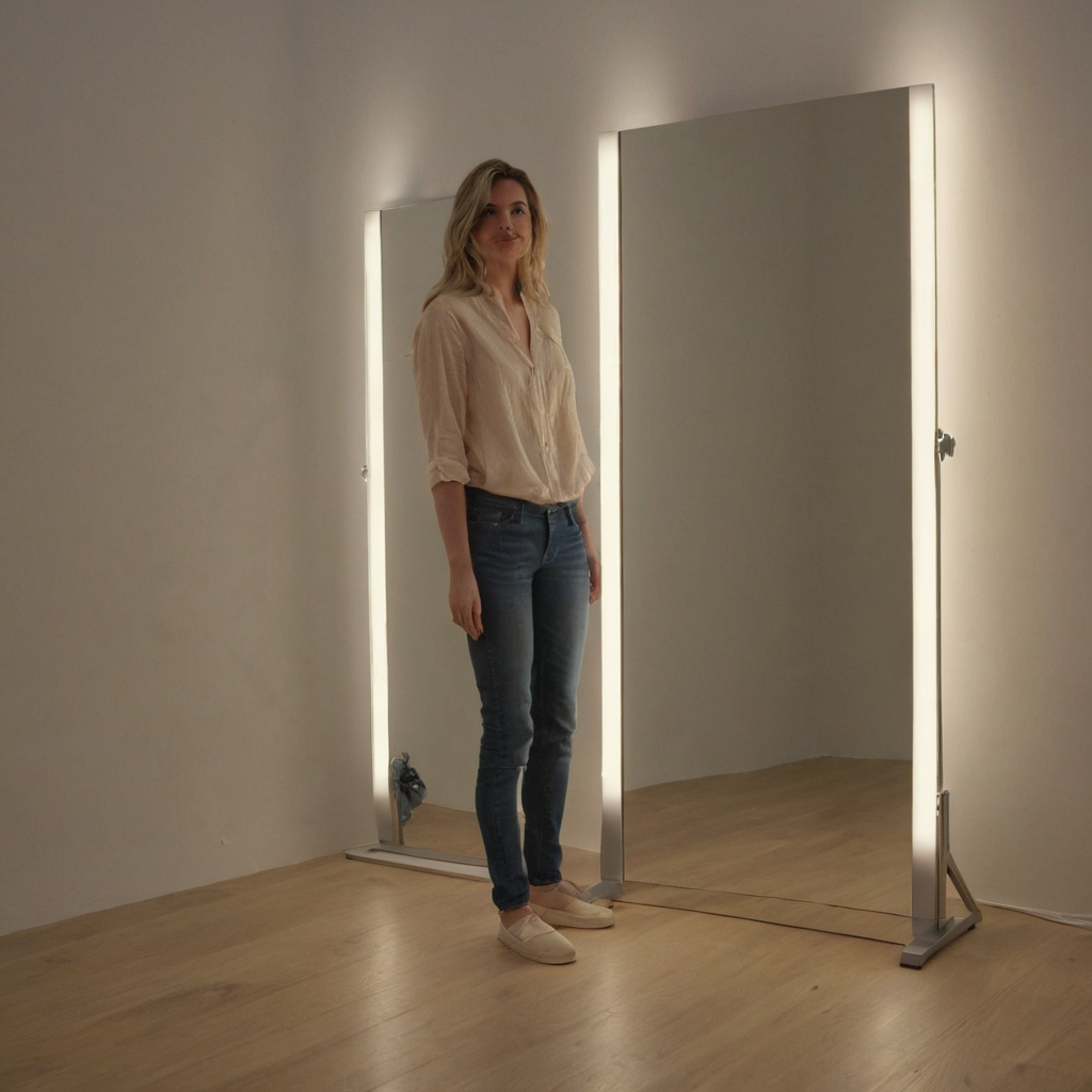 Practical visual for Color specifications determine whether floor-mirror lighting represents clothing accurately